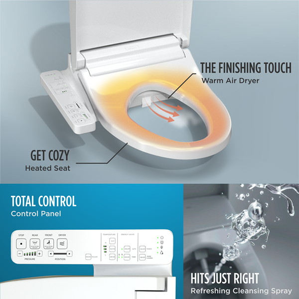 Toto - Washlet Kc2 Electronic Bidet Toilet Seat With Heated Seat And Softclose Lid, Elongated, Cotton White