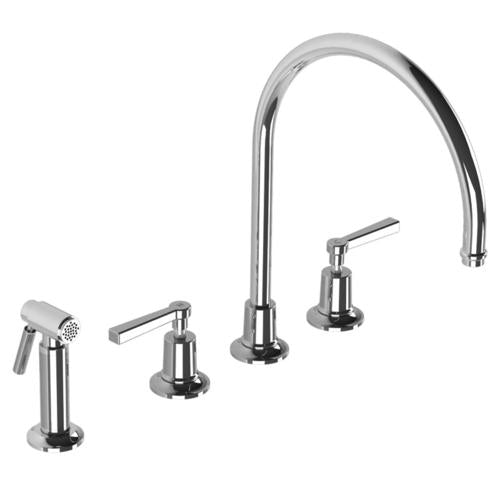 Lefroy Brooks - Fleetwood Lever 4-Hole Kitchen Mixer With Metal Pull-Out Hand Spray