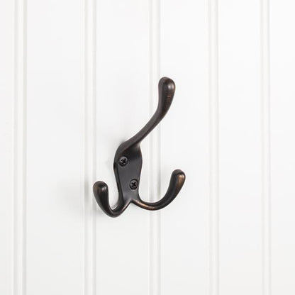 Elements - 4 Inch Triple zinc wall mount coat hook.