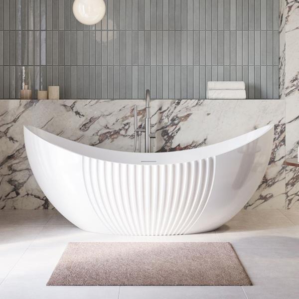 Maidstone - Cassian Double End Vertical 71 Inch Acrylic Fluted Freestanding Tub