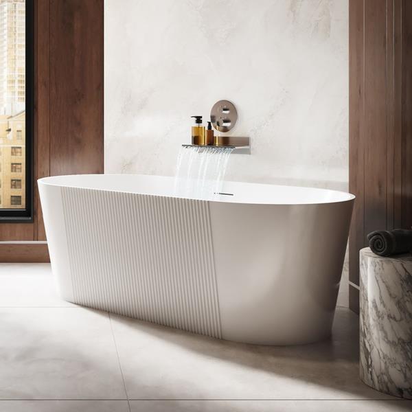 Maidstone - Elowen 67 Inch Acrylic Partial Fluted Double Ended Freestanding Tub
