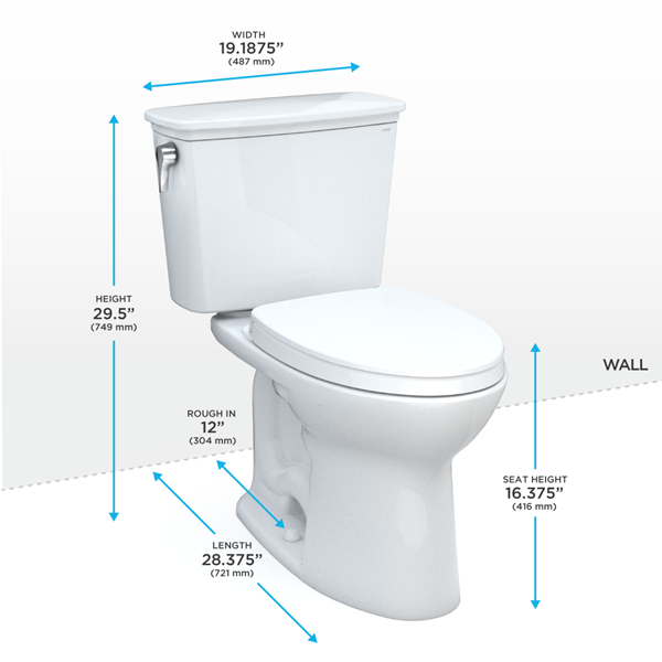 Toto - Drake Transitional Two-Piece Elongated 1.28 Gpf Tornado Flush Toilet With Cefiontect And Softclose Seat, Washlet+ Ready