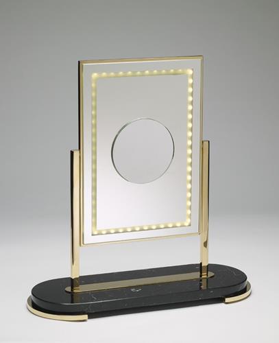Miroir Brot - Mon beau miroir double sided free-standing mirror on black marble base with light