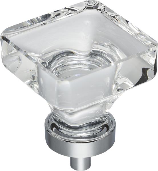 Jeffrey Alexander - 1-3/8 Inch Overall Length Square Glass Harlow Cabinet Knob