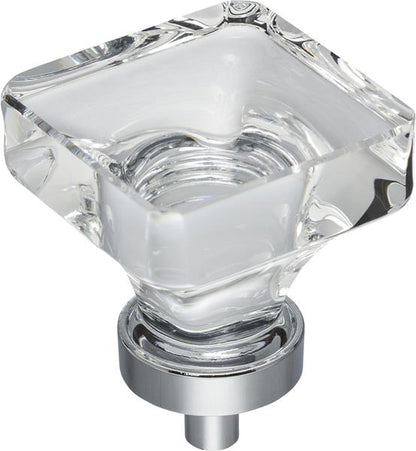 Jeffrey Alexander - 1-3/8 Inch Overall Length Square Glass Harlow Cabinet Knob