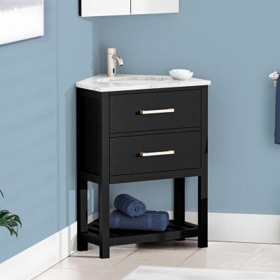 Maidstone - Holden 24 Inch Corner Oak Single Bowl Corner Console Vanity