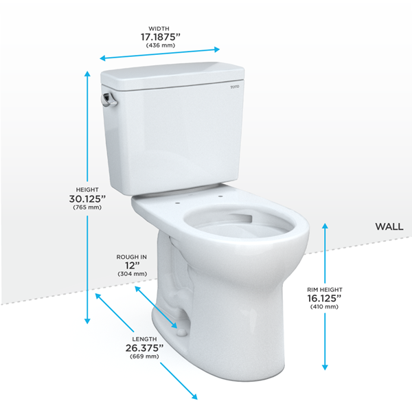 Toto - Drake Two-Piece Round 1.6 Gpf Universal Height Tornado Flush Toilet With Cefiontect