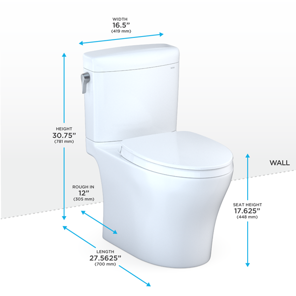 Toto - Aquia Iv Cube Two-Piece Elongated Dual Flush 1.28 And 0.9 Gpf Toilet With Cefiontect, Washlet+ Ready