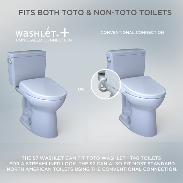 Toto - Washlet+ S7 Electronic Bidet Toilet Seat With Ewater+ Bowl And Wand Cleaning And Contemporary Lid, Elongated, Cotton White