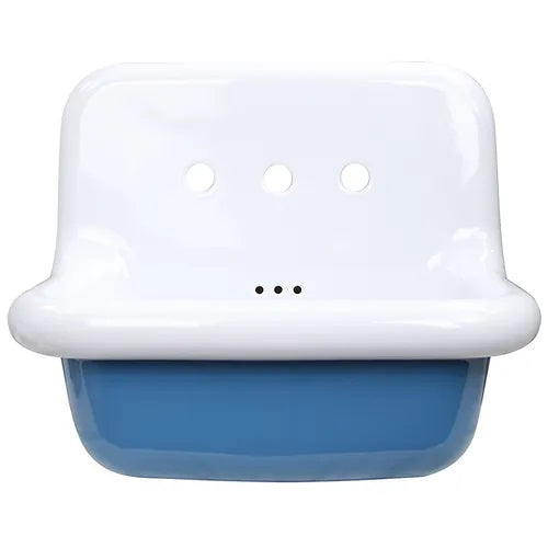 Nantucket Sinks - Fireclay 24 Inch Wallmount Bathroom Sink In Blue/White