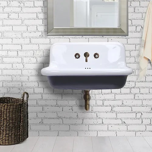 Nantucket Sinks - Fireclay 36 Inch Wallmount Bathroom Sink In Green/White