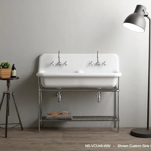 Nantucket Sinks - Fireclay Utility 48 Inch Wallmount Bathroom Sink In White