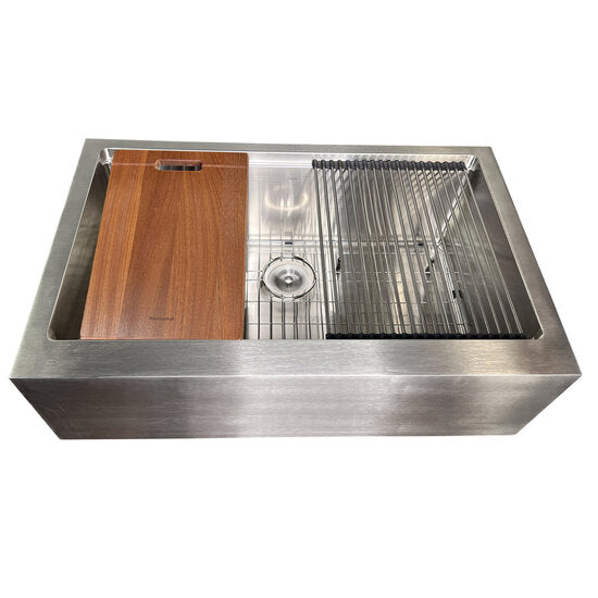 Nantucket Sinks - 33 Inch Pro Series Single Bowl Farmhouse Apron Front Stainless Steel Kitchen Sink