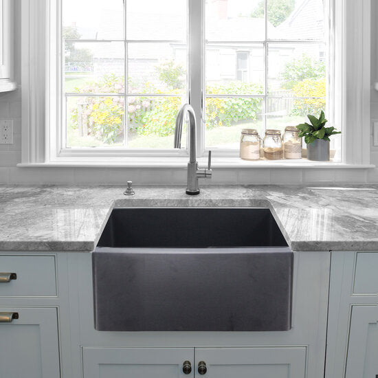 Nantucket Sinks - 23-Inch Farmhouse Fireclay Sink With Matte Black Finish