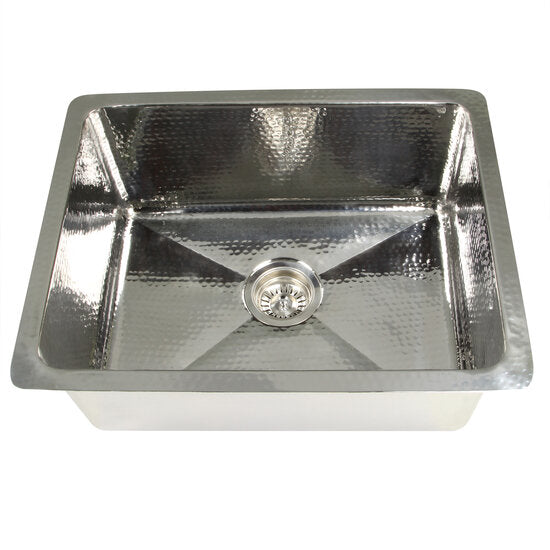 Nantucket Sinks - 23 Inch Hammered Stainless Steel Rectangle Kitchen/Laundry Sink