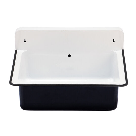Nantucket Sinks - Wallmount Bucket Sink With Overflow - Black Exterior/White Interior Black PVC Trimmed Edge