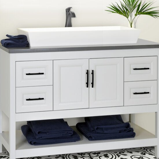 Nantucket Sinks - Rectangle White Glacierstone Bathroom Sink