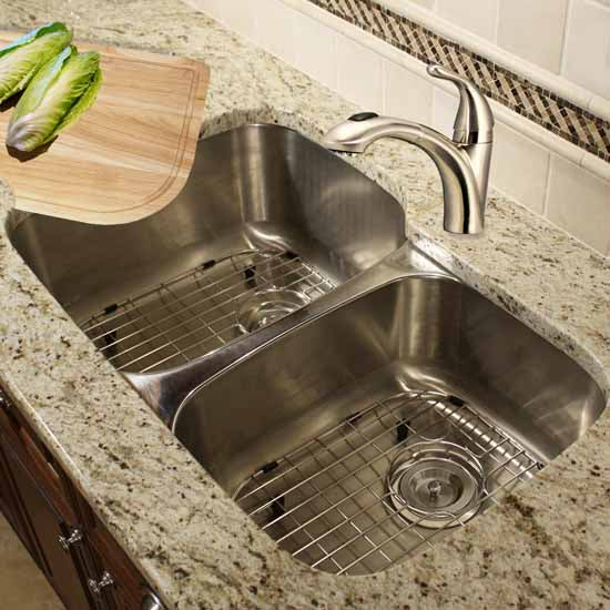 Nantucket Sinks - 60/40 Double Bowl 16 Gauge Kitchen Sink With Grids And Colander Drains