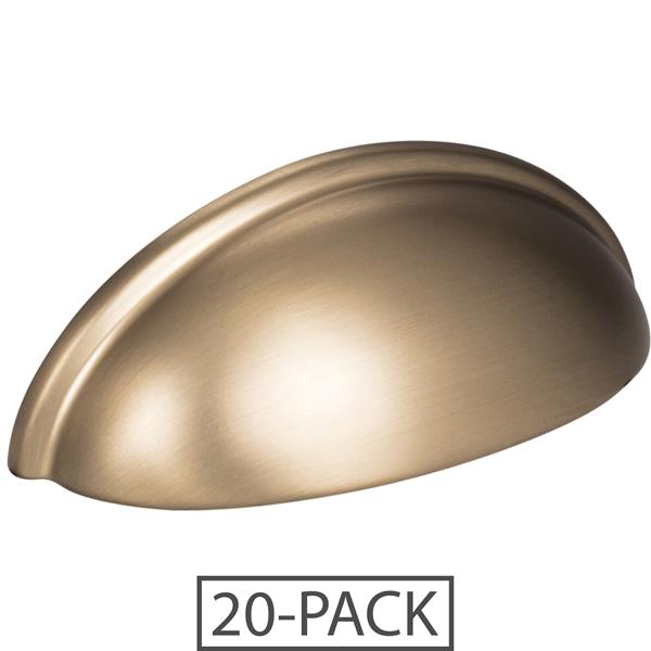 Elements - 3-11/16 Inch Overall Length Small Cup Cabinet Pull. Holes are 3 Inch center-to-center