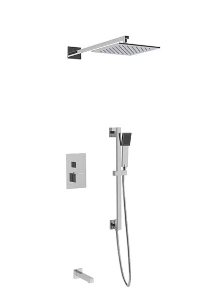 Artos - Milan Shower Set with Slide Bar, Tub Filler, Wall Mount Shower Head Square