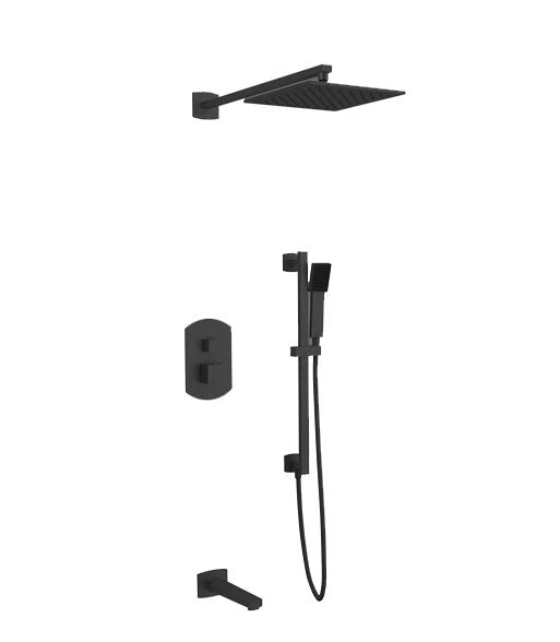 Artos - Safire Shower Set with Tub Filler, Slide Bar, Wall Mount Shower Head Curved