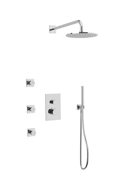 Artos - Otella Shower Set with Body Jets, Hand Held, Wall Mount Shower Head Round/Square