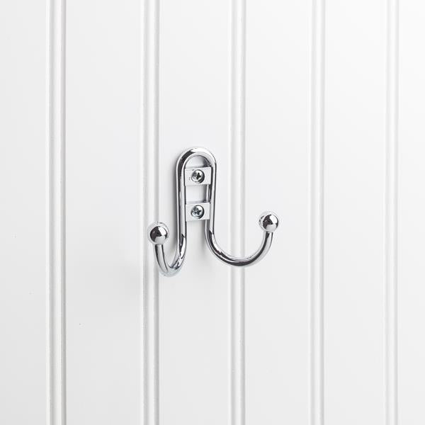 Elements - 2-9/16 Inch Double zinc wall mount coat hook.