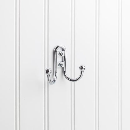 Elements - 2-9/16 Inch Double zinc wall mount coat hook.