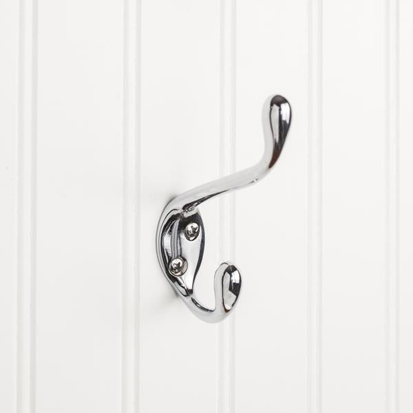 Elements - 4-1/2 Inch Double zinc wall mount coat hook.