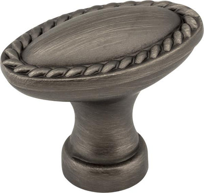 Elements - 1-3/8 Inch Overall Length Oval Rope Detailed Lindos Cabinet Knob