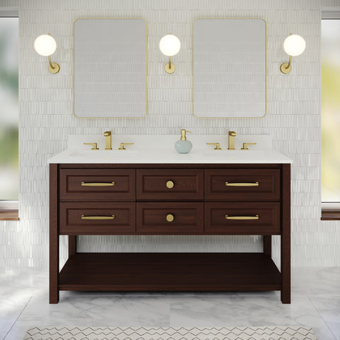 Jeffrey Alexander - Kipling 60 Inch W  Double Basin Bathroom Vanity Set