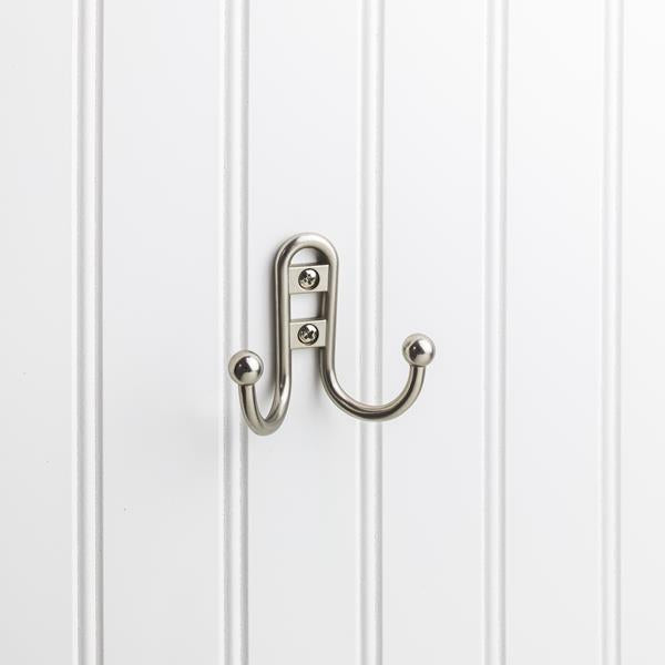 Elements - 2-9/16 Inch Double zinc wall mount coat hook.