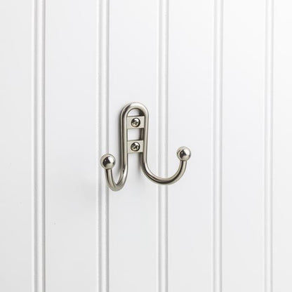 Elements - 2-9/16 Inch Double zinc wall mount coat hook.