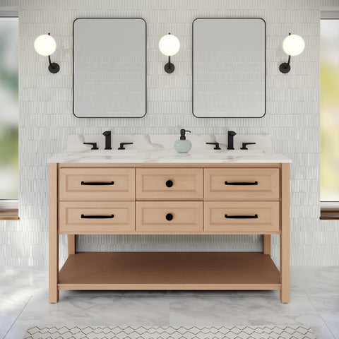 Jeffrey Alexander - Kipling 60 Inch W  Double Basin Bathroom Vanity Set