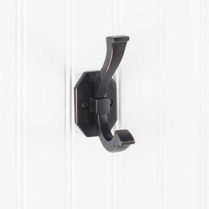 Elements - 4-5/16 Inch Double zinc wall mount hook.