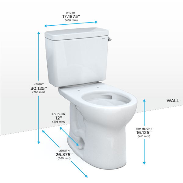 Toto - Drake Two-Piece Round 1.28 Gpf Tornado Flush Toilet With Cefiontect, Cotton White