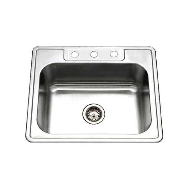 Hamat - Revive 25 Inch Topmount Stainless Steel Single Bowl Kitchen Sink, 8 Inch Depth