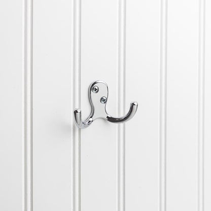 Elements - 1-7/8 Inch Double zinc wall mount coat hook.