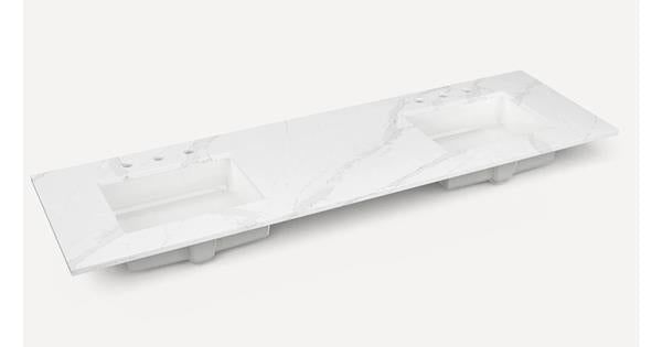 Robern - Willowmere 72 Inch Quartz vanity top with two single basin sinks