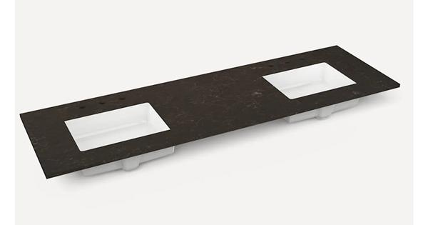 Robern - Willowmere 72 Inch Quartz vanity top with two single basin sinks
