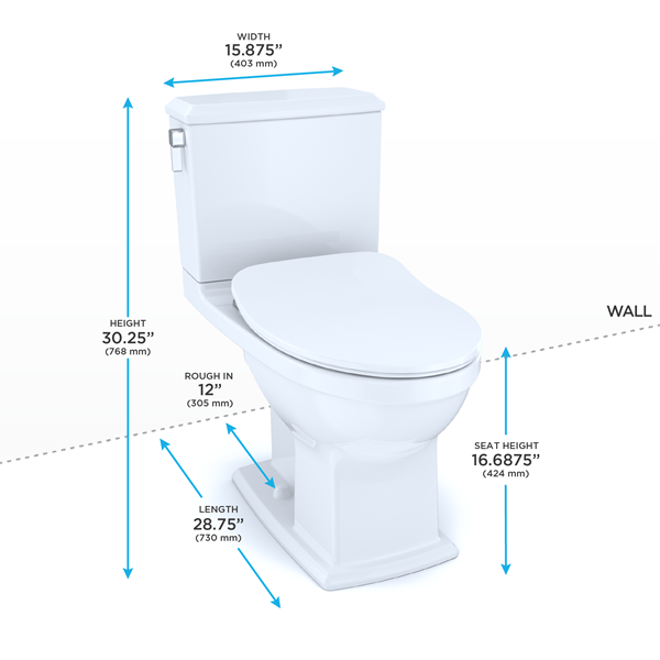 Toto - Connelly Two-Piece Elongated Dual Flush 1.28 And 0.9 Gpf Toilet With Cefiontect, Washlet+ Ready, Cotton White