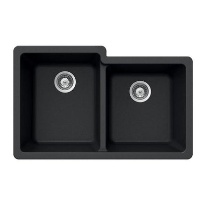Hamat - SiOStone 33 Inch Granite Undermount 60/40 Double Bowl Kitchen Sink