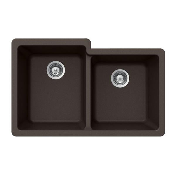 Hamat - SiOStone 33 Inch Granite Undermount 60/40 Double Bowl Kitchen Sink