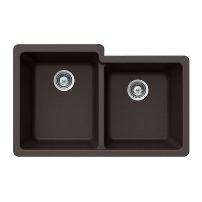 Hamat - SiOStone 33 Inch Granite Undermount 60/40 Double Bowl Kitchen Sink