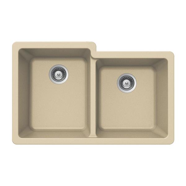 Hamat - SiOStone 33 Inch Granite Undermount 60/40 Double Bowl Kitchen Sink