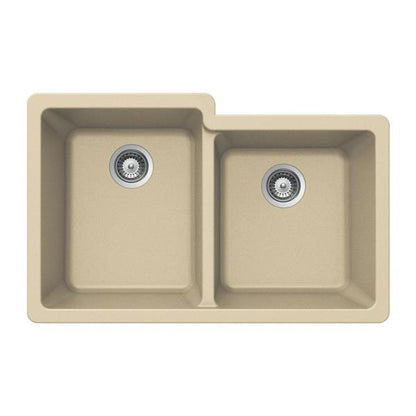 Hamat - SiOStone 33 Inch Granite Undermount 60/40 Double Bowl Kitchen Sink
