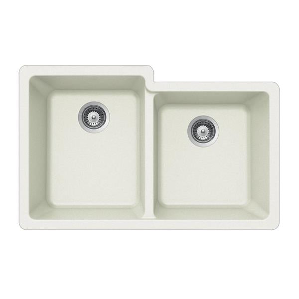 Hamat - SiOStone 33 Inch Granite Undermount 60/40 Double Bowl Kitchen Sink