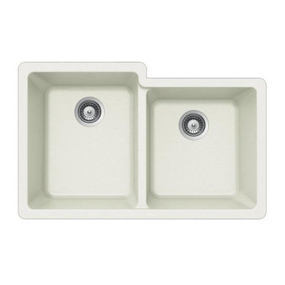 Hamat - SiOStone 33 Inch Granite Undermount 60/40 Double Bowl Kitchen Sink