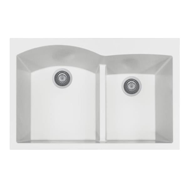 Hamat - SiOStone 33 Inch Topmount Double Bowl Granite Kitchen Sink