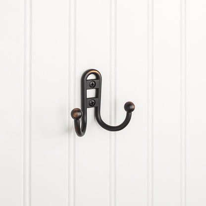 Elements - 2-9/16 Inch Double zinc wall mount coat hook.